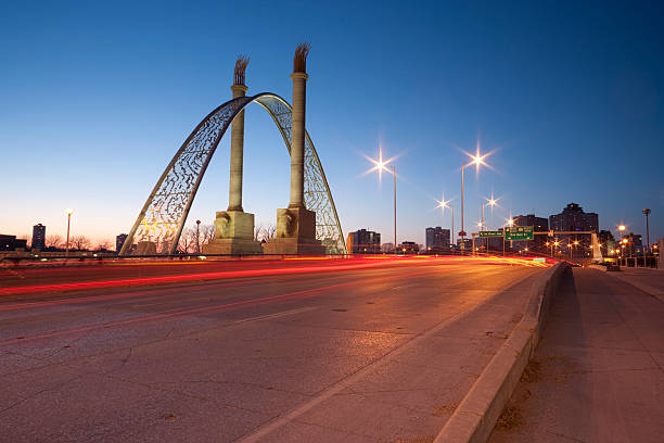 Winnipeg norwood bridge stock photo