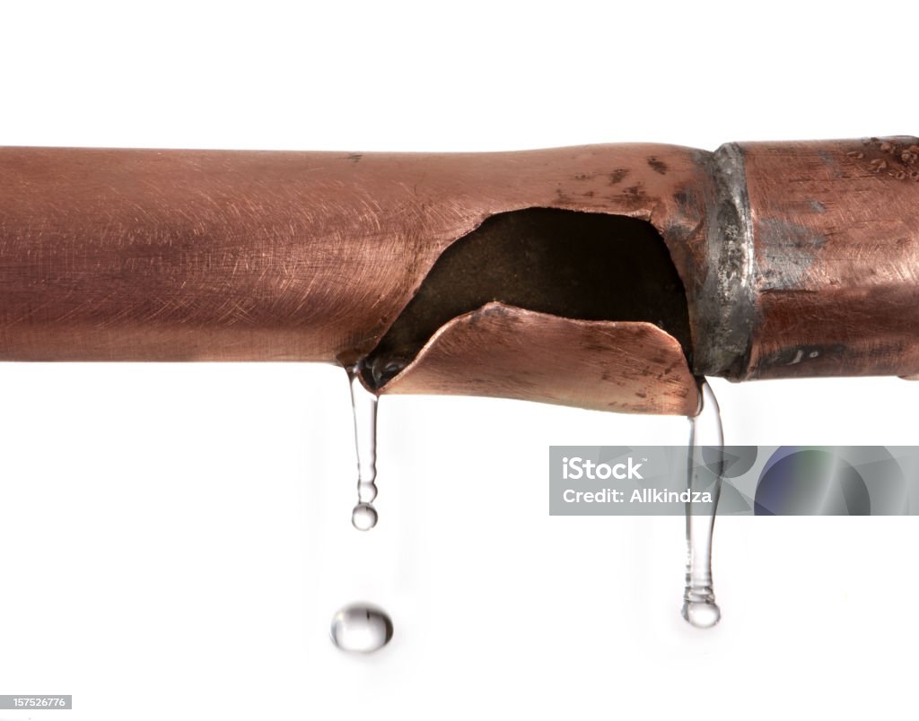 broken Tubo de cobre lenta gota a gota - Royalty-free Vazar Foto de stock