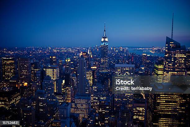 Manhattan New York City Skyline Stock Photo - Download Image Now - Dark, New York City, Urban Skyline