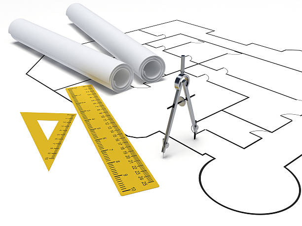 opracowanie narzędzia - drafting ruler architecture blueprint zdjęcia i obrazy z banku zdjęć