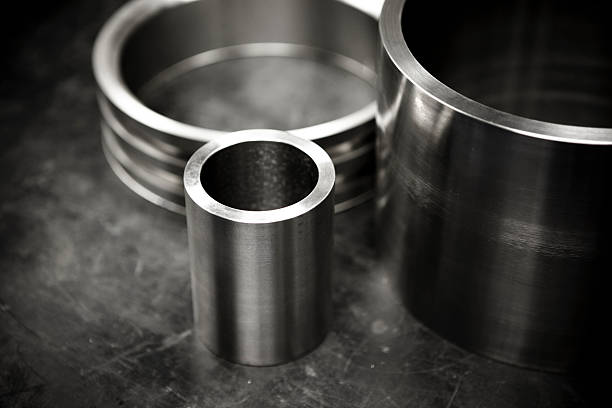 Steel cylinders stock photo