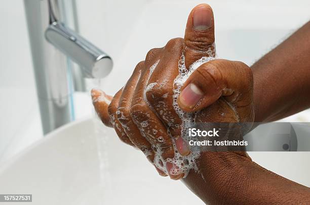 Hand Washing Rotational Rubbing Of Thumb Stock Photo - Download Image Now - Washing Hands, Hygiene, Soap