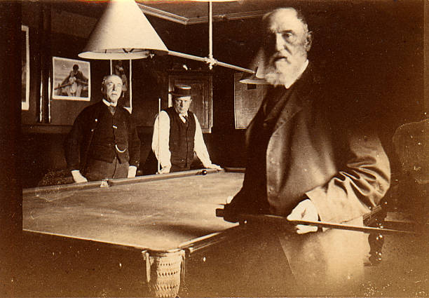 Frendly game of billiards  edwardian style photos stock pictures, royalty-free photos & images