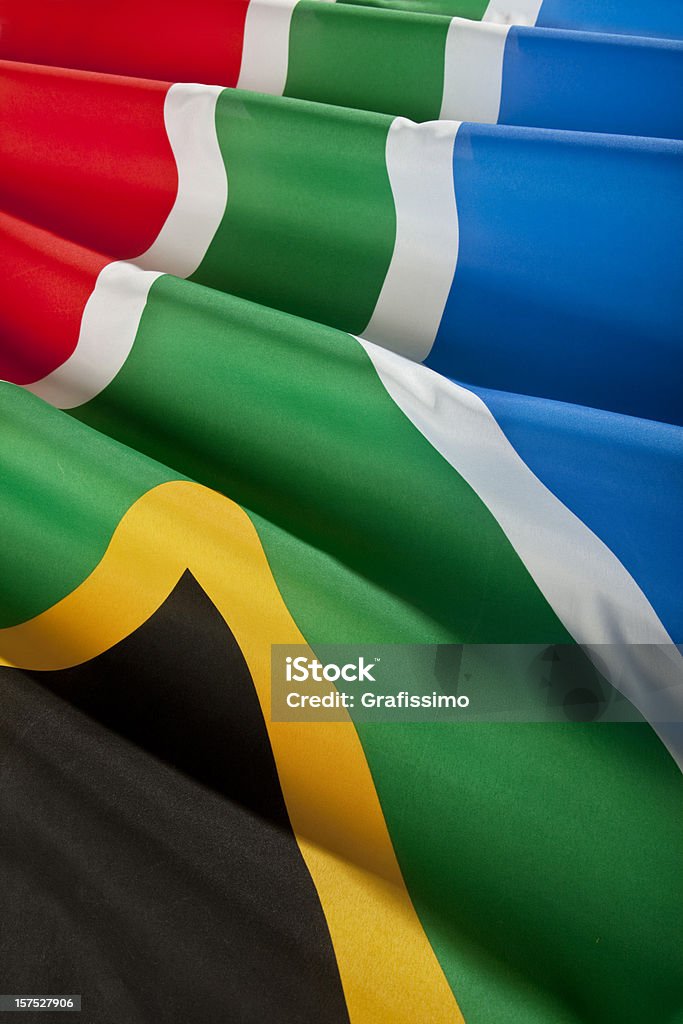 Primo piano del real Bandiera del Sud Africa - Foto stock royalty-free di Bandiera del Sud Africa