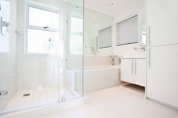 Glamour, bianco, bagno moderno - foto stock