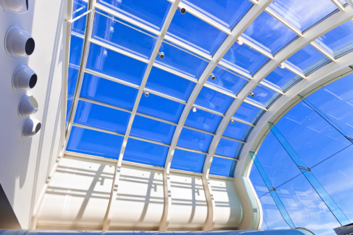 Contemporary roof structure with glass