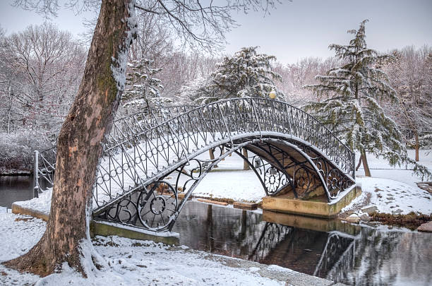 ponte de ferro cobertos de neve - worcester - fotografias e filmes do acervo