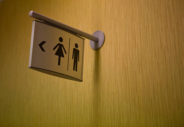 A sign indicating where the lavatory is Toilet Sign Series toilet sign stock pictures, royalty-free photos & images