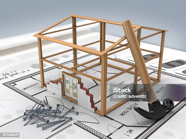 Дом Строительство — стоковые фотографии и другие картинки Архитектура - Архитектура, Без людей, Бумага