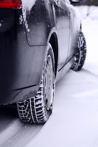 istock Car driving in fresh snow 157528602