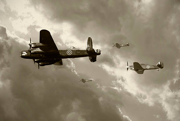 Bombing run in World War 2 stock photo