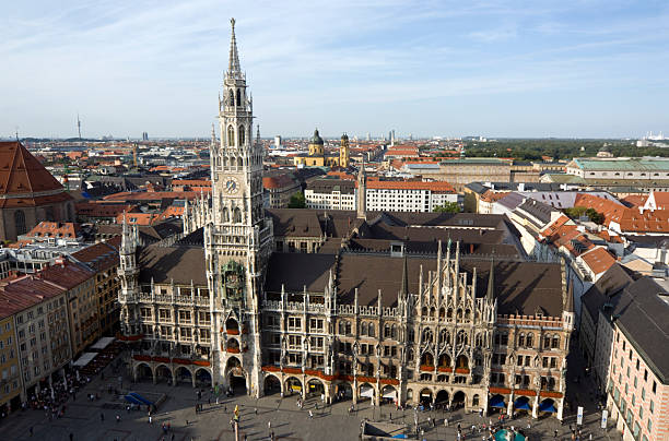 Munich skyline with town hall, Germany  munich city hall stock pictures, royalty-free photos & images