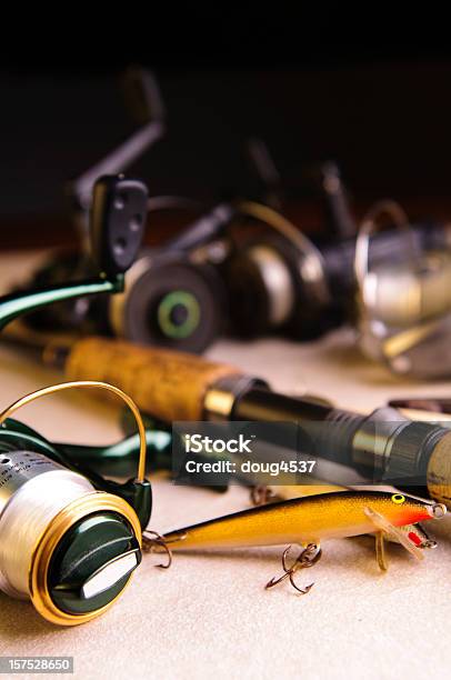 Fishing Tackle Stockfoto und mehr Bilder von Angelrolle - Angelrolle, Angel, Angelausrüstung