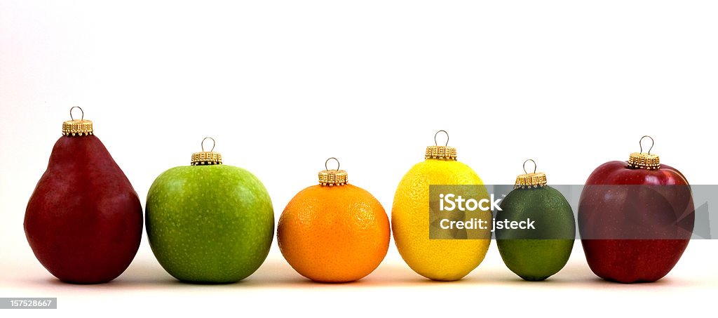Fruit Christmas Ornament Line Up  Christmas Stock Photo