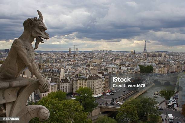 Gargoyle Over The City Stock Photo - Download Image Now - Gargoyle, Notre Dame de Paris, Aerial View