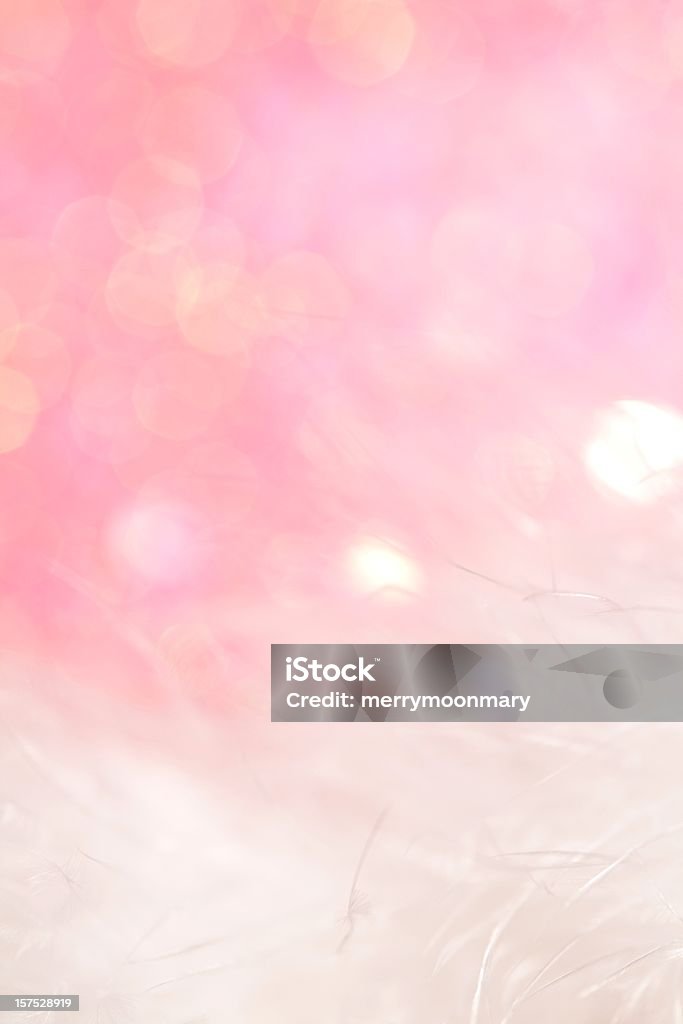 Pink Soft Background XXXL photo of blurred lights in pink with white soft feathers with very short depth of field. Pink Color Stock Photo
