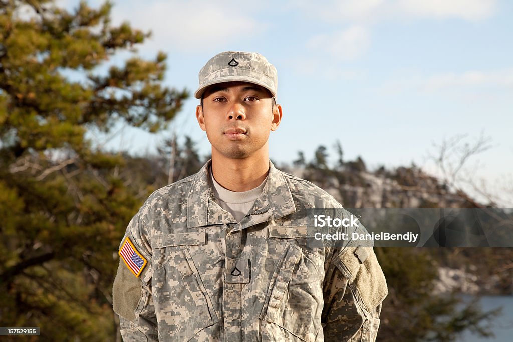 Junge amerikanische Soldaten - Lizenzfrei Amerikanische Flagge Stock-Foto