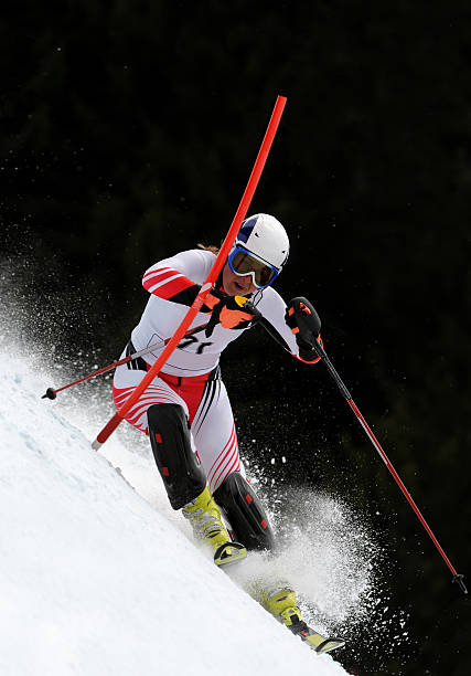 istock Female skier at slalom race 157529229