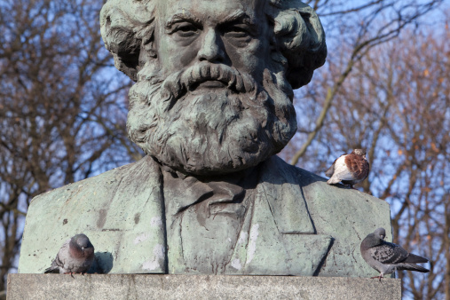 Russia, Kaliningrad: Karl Marks and pigeons