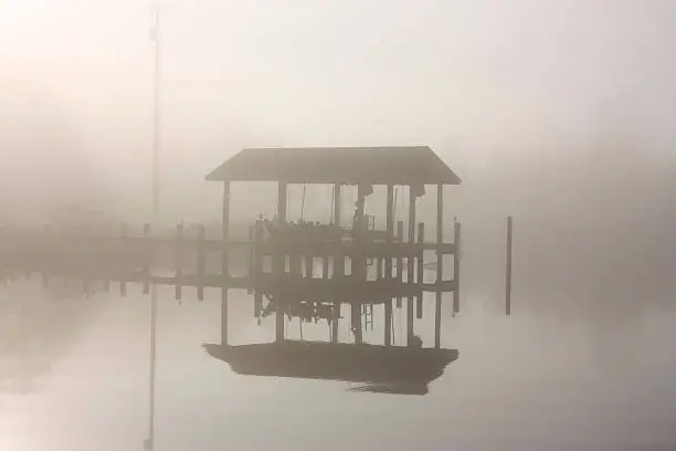 Photo of Boat dock in the early fog