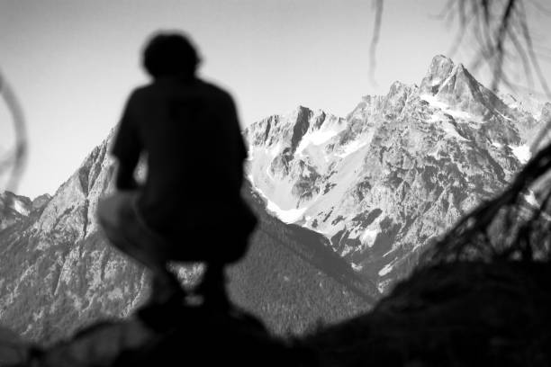Two climbers on rocky ridge
