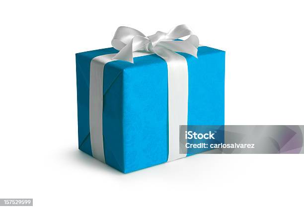 Blue Gift Box Mit Clipping Path Stockfoto und mehr Bilder von Geschenk - Geschenk, Blau, Geschenkkarton