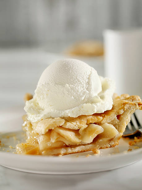 Apple Pie with Vanilla Ice Cream  apple pie a la mode stock pictures, royalty-free photos & images