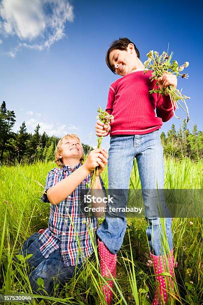남자아이 및 여자아이 첫사랑 2명에 대한 스톡 사진 및 기타 이미지 - 2명, 귀여운, 꽃-식물
