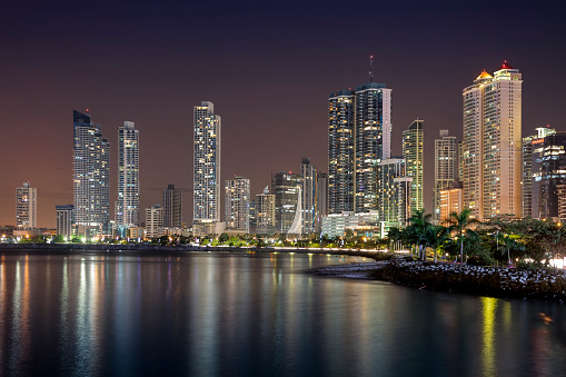 Night photography of Panama City