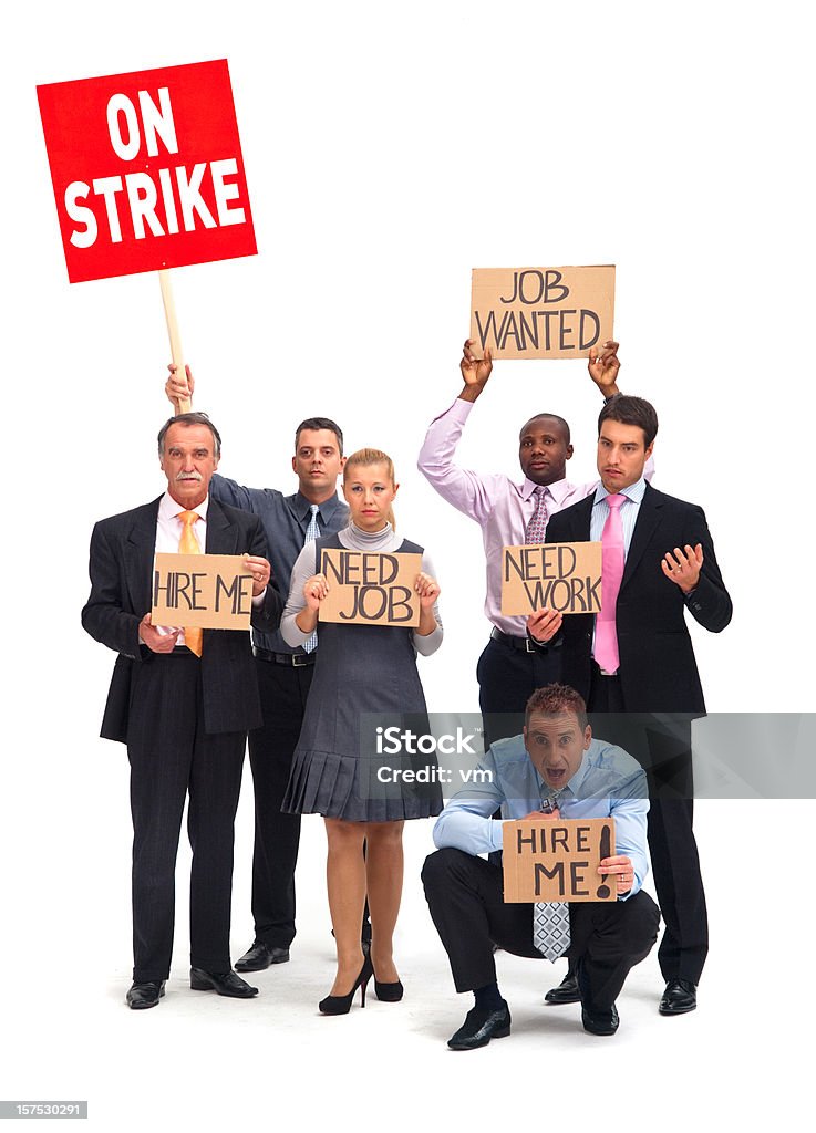 Pracownicy biurowi pracowników na uderzenia - Zbiór zdjęć royalty-free (Białe tło)