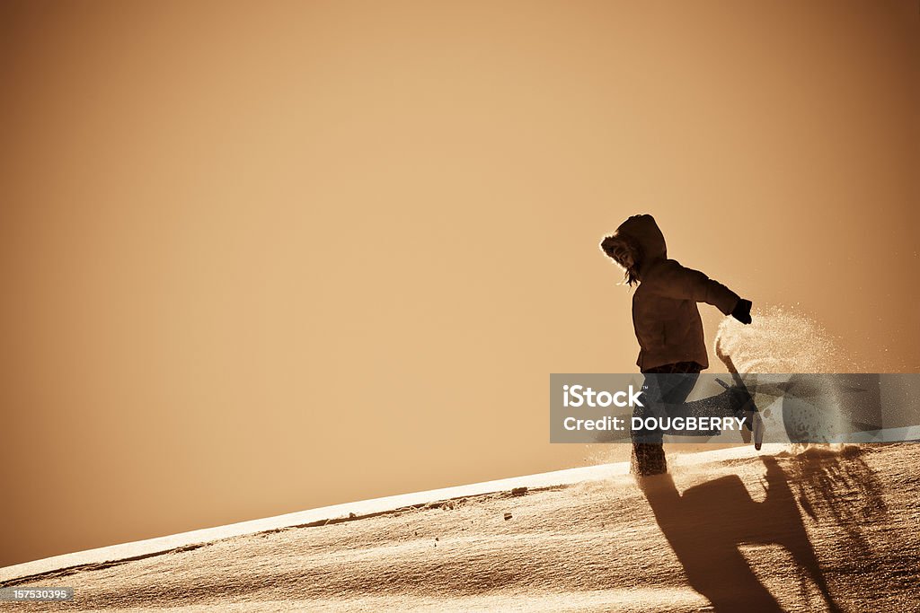 Sonnenuntergang, Schneeschuhwanderungen - Lizenzfrei Bewegung Stock-Foto