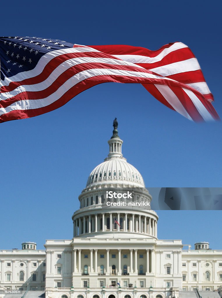 Bandeira americana em frente do Capitólio - Royalty-free Washington DC Foto de stock