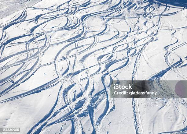 Pattern Of Ski Tracks Stock Photo - Download Image Now - Snowmass Village, Colorado, Backgrounds