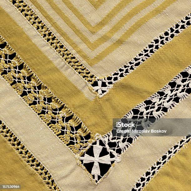 High Resolution Golden Linen Damask Table Cloth Stock Photo - Download Image Now - Cross Shape, Embroidery, Gold - Metal