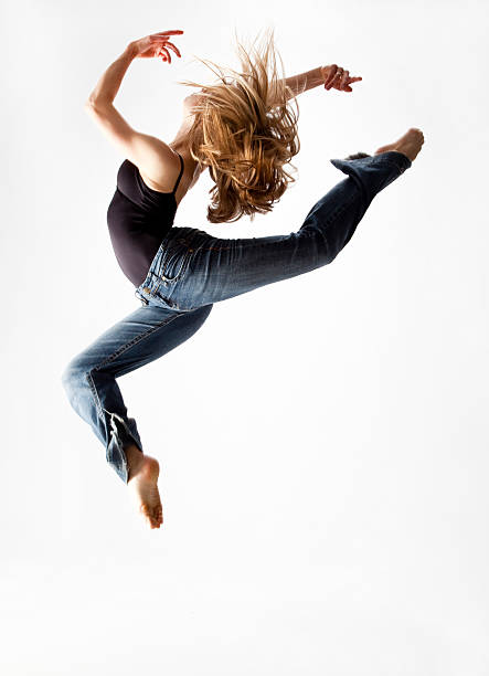 dancer jumping in the air  jazz dancing stock pictures, royalty-free photos & images