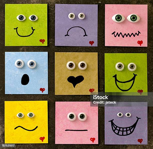 Emotion Notes Stock Photo - Download Image Now - Anger, Anthropomorphic, Anthropomorphic Smiley Face