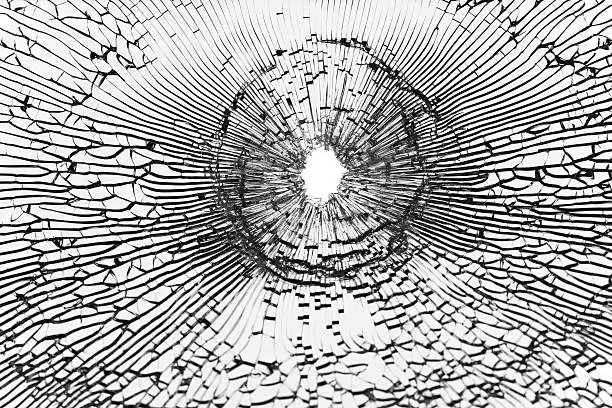 Bullet shot on broken window