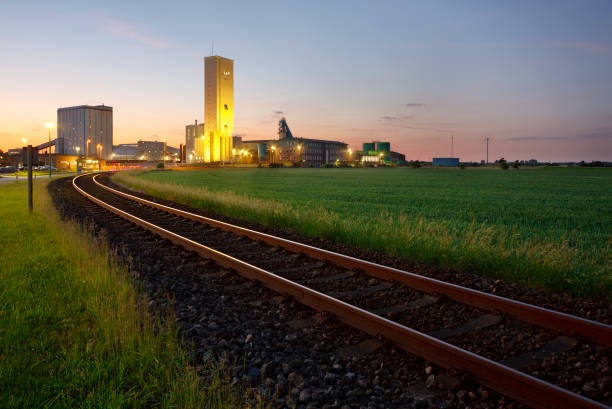 istock Railroad Track To Salt Mine At Dusk 157532189