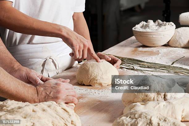 Hands Kneading Dough Stock Photo - Download Image Now - Dough, Kneading, Two People