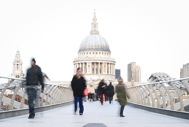 istock Millennium Bridge, St. Paul's Cathedral London, people strolling 157532557