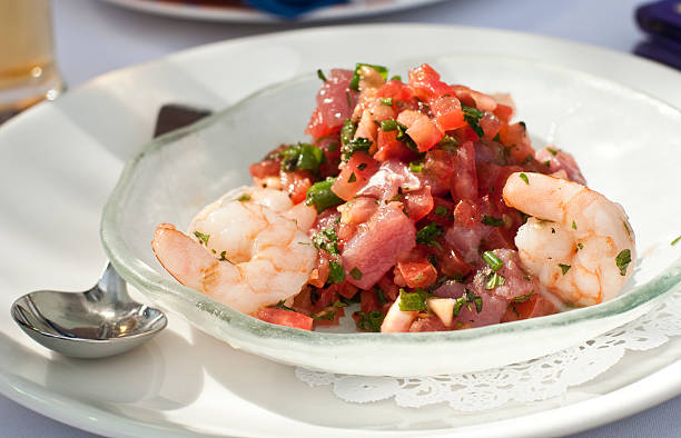 Fresh tuna ceviche with shrimps  seviche photos stock pictures, royalty-free photos & images