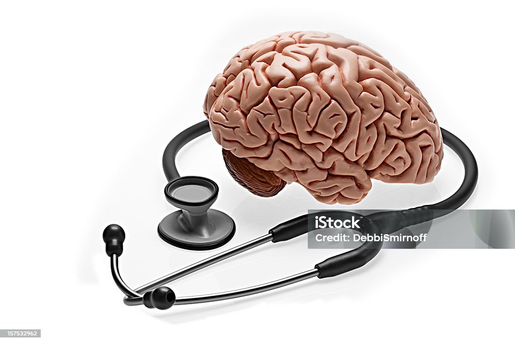 뇌, 청진기 - 로열티 프리 0명 스톡 사진