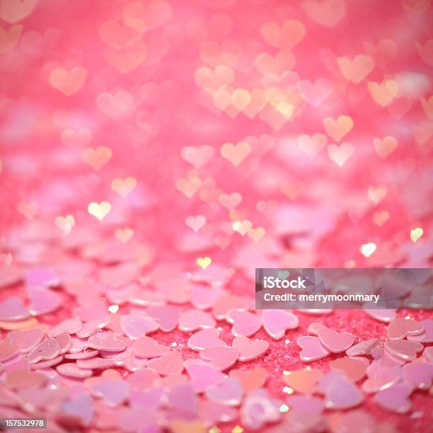 Pink Confetti Hearts With Hearts Bokeh Effect Stock Photo - Download Image Now - Backgrounds, Heart Shape, Valentine's Day - Holiday