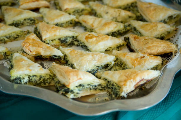 Holiday Spinach Pastry, Greek Spanakopita  spanakopita stock pictures, royalty-free photos & images