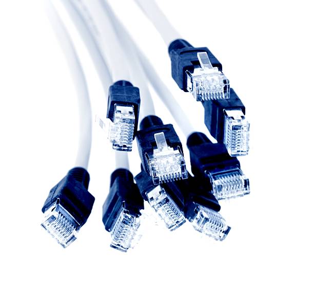 podłącz kabel z sieci lokalnej lan rj45-izolowano - cable rj45 network connection plug computer zdjęcia i obrazy z banku zdjęć