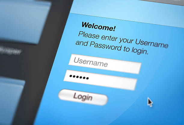 istock Close up view of computer screen on website login page 157533406