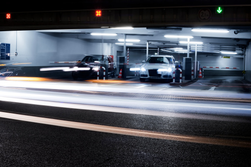 Parking garage's exit - blurred motion