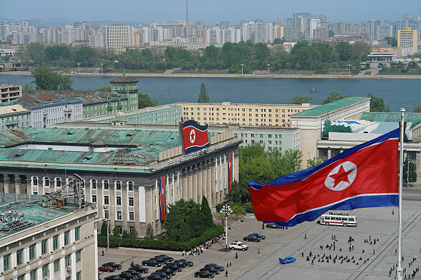 Kim Il Sung Square em Pyongyang - fotografia de stock