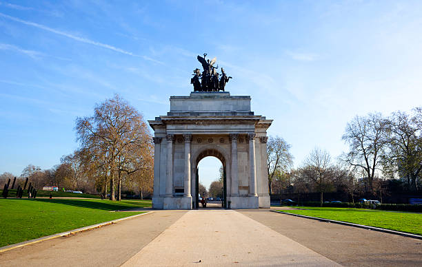 The Constitution Arch on London's Hyde Park Constitution Arch on London's Hyde Park Corner. hyde park london photos stock pictures, royalty-free photos & images