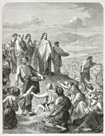 The Stoning of Stephen (Acts 7). Copper engraving by Carl Schuler, published c. 1850.